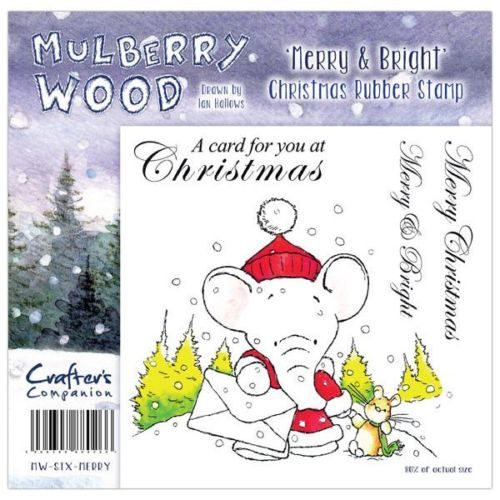 Crafters Companion Christmas Mulberry Wood Merry & Bright Rubber Stamp Set