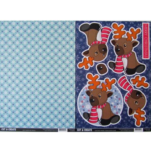 Craftstyle Products Cut & Create - Christmas Friends 2 Sheet Set - Rudolph With Scarf