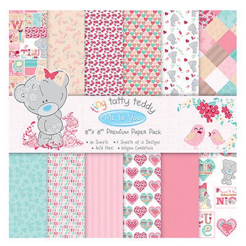 Dovecraft Me to You Tiny Tatty Teddy Girl 8x8 Paper Pack 36 Sheets